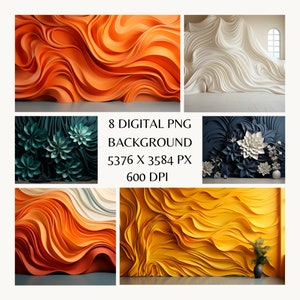 3D Room Backdrops, Colorful 3D Pattern Digital Photo Backgrounds for Photoshop, Portrait Room Photoshop Overlay, Creative Studio Backdrop