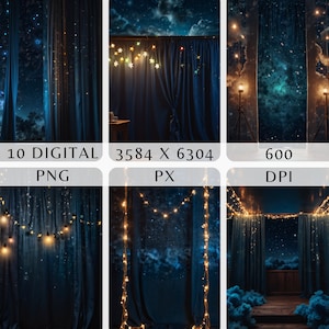 Enchanted Night Sky Backdrop - Celestial Starry Photography Background for Studio & Events, Starry Backdrop,Photo Background,Star PhotoScene