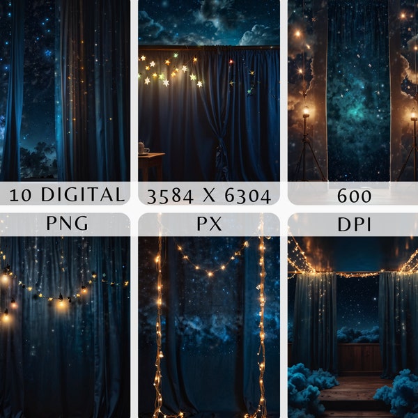 Enchanted Night Sky Backdrop - Celestial Starry Photography Background for Studio & Events, Starry Backdrop,Photo Background,Star PhotoScene