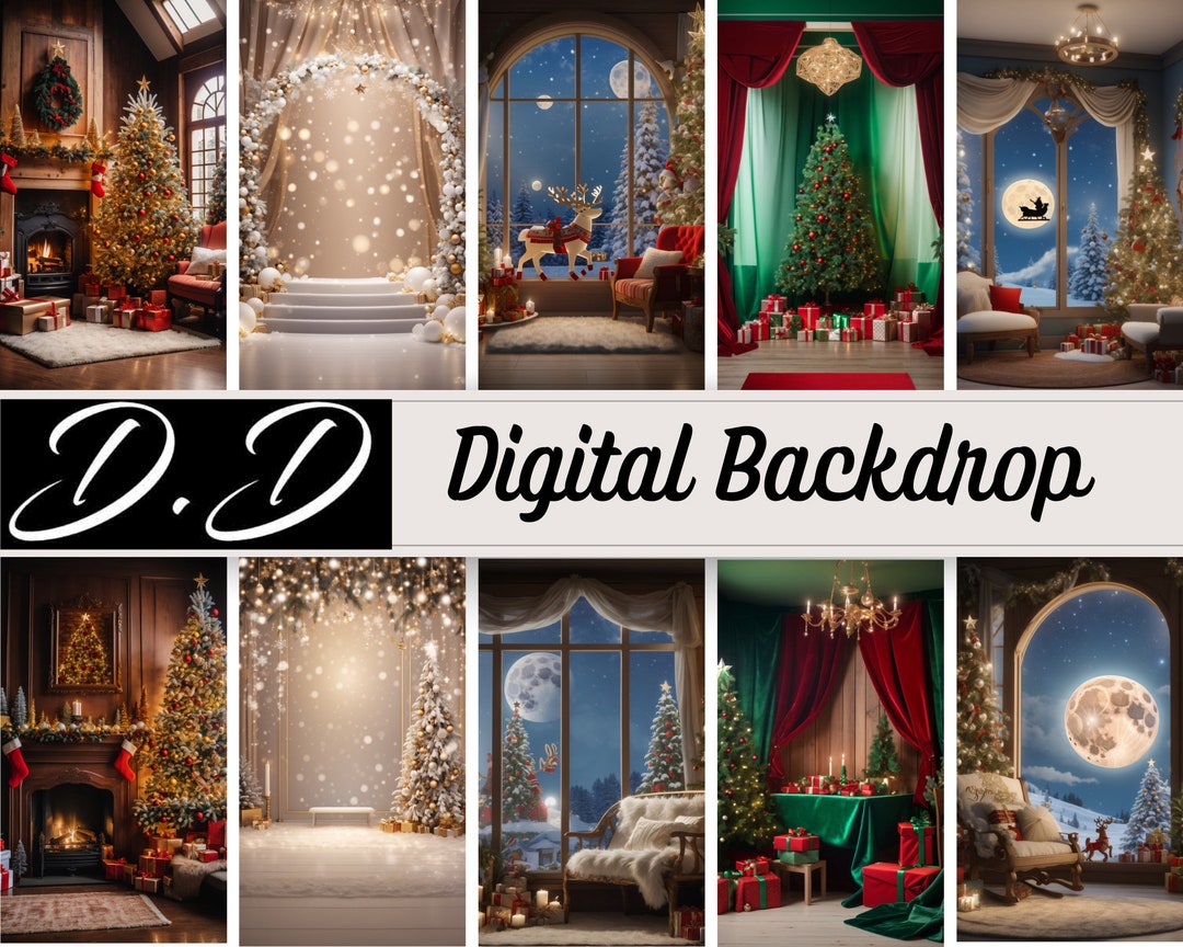 Deck the Halls With Festive Christmas Digital Backgrounds for Photoshop Perfect for Holiday 