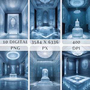 Digital Ice Lobby Photography Backdrop | Frozen Aesthetic Photo Background |  Ice Decor Digital Background |  Frozen Artistic Backdrop