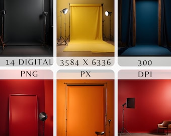 Digital Background Photography Studio with Colorful Paper Backdrops | Professional Photoshoot Setup | Professional Photo Studio Overlay