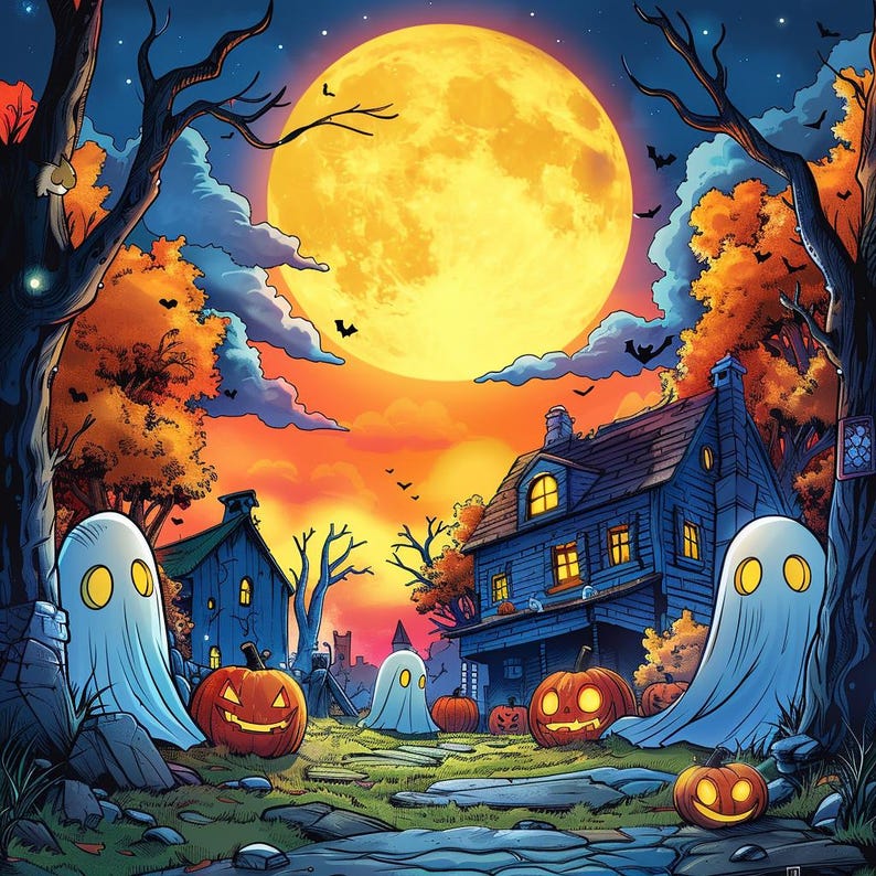 Halloween Background, Cute Kids Halloween Backdrop for Photoshoots