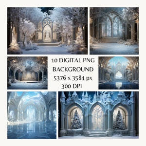 Winter Wonderland Backdrop für Photoshop - Schneeflocken, Eiszapfen,leuchtende Lichter Märchen Schneebedeckte Landschaft