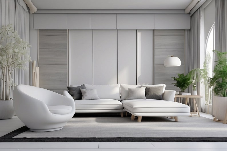Digital Background White & Grey Living Room Interior | Modern Home ...