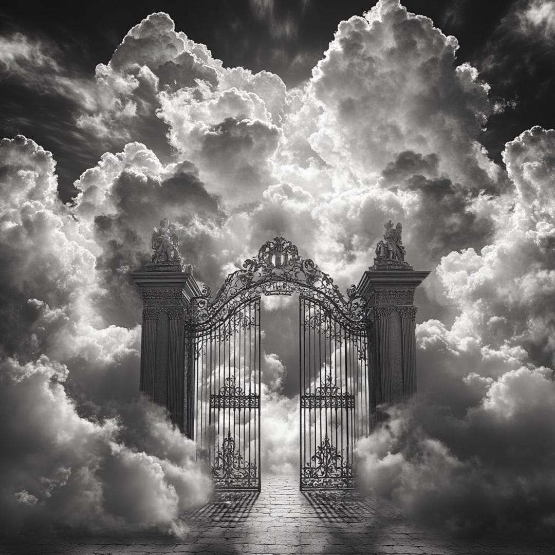 Pearly Gates Heaven Backdrop, Majestic Angelic Gate With Clouds ...
