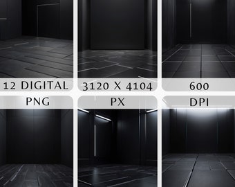 Digital Black Room Backdrop for Photography, Black Room Background, Photography Studio Backdrop, Event Photography Backdrop,Black Minimalist
