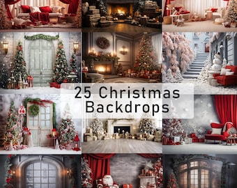 Telón de fondo digital navideño: fondo festivo para Photoshop, superposición de escenas de invierno, perfecto para retratos y tarjetas navideñas