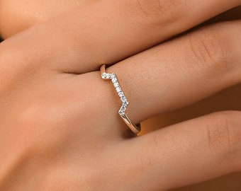 Diamond Milan Ring Band / 14k Gold Certified Natural Diamond / Minimal Dainty Everyday Jewelry / Wedding Engagement Birthday Promise Gift