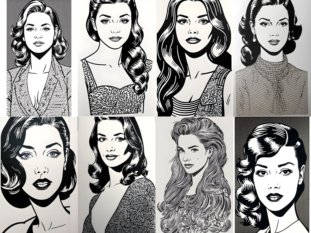 27 Gorgeous Pop Art Ladies Coloring Pages Printable Adult - Etsy
