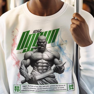 Oggun Marble Style Roman Look Sweatshirt, &quot;Ruler Of&quot; sweatshirt, Gift for devotee or Godparent, Hijo de Orisha Oggun