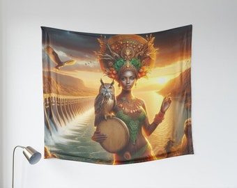 Oshun OLODDI *Wisdom & Divination" Beautiful Tapestry! Orisha Altar/Shrine or Sacred Space Tapestry,Gift for Godparent or Oshun Devotee!