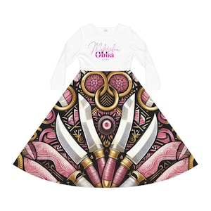 Maferefun &quot;OBBA&quot; Long Sleeve Dress! Gift for Devotee or Godparent! Orisha OBBA Ladies Fall/Winter Dress!
