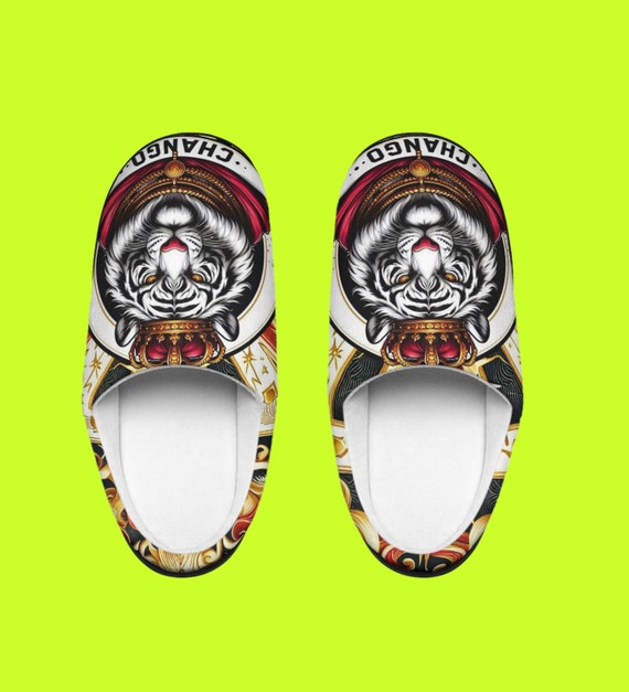 Orisha CHANGO king Tiger Stylish Comfy Indoor Slippers Kawosile Chango Tiger Slippers gift for Devotee or Godparent Etsy Canada