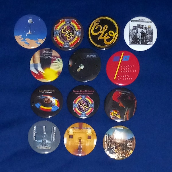 ELO/ Electric Light Orchestra 1 1/2" Pinback Buttons (custom made)