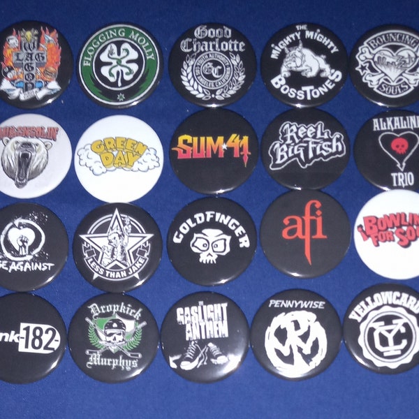 Modern Punk/ Pop-Punk Bands 1 1/2" Pinback Buttons (custom made)