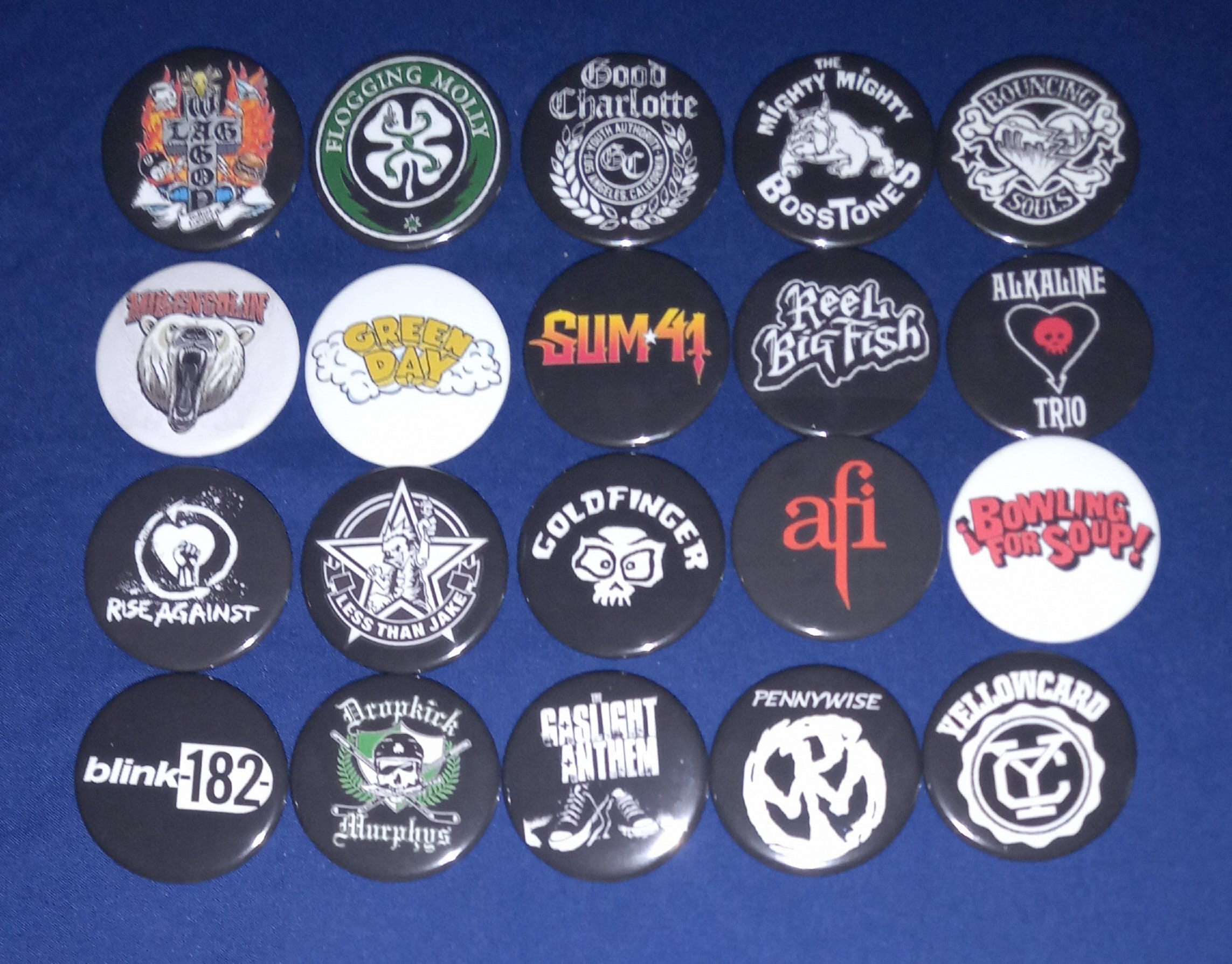 Modern Punk/ Pop-Punk Bands 1 1/2" Pinback Buttons (custom made)
