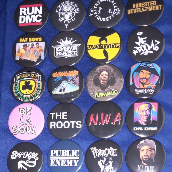 Old School Funk, Hip Hop e Rap Bands 1 1/2" Pinback Buttons (su misura)