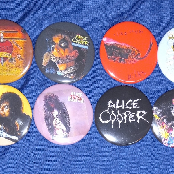 Alice Cooper 1 1/2" Pinback Buttons (custom made)