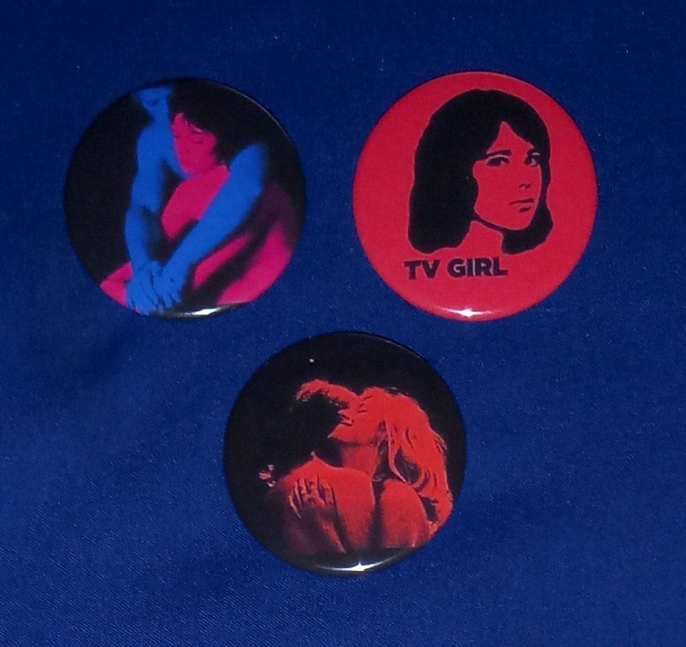 TV Girl 1 1/2" Pinback Buttons (custom made)
