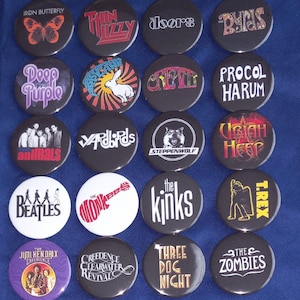 Classic Rock Bands (#2) 1 1/2&quot; Pinback Buttons (custom made)
