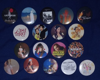 Modern Female Indie Rock 1 1/2" Pinback Buttons (custom made)