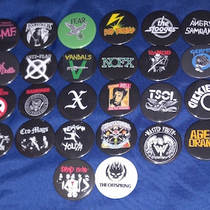 US Punk Bands 1 1/2&quot; Pinback Buttons (custom made)
