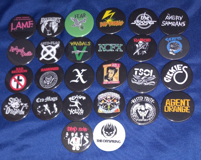US Punk Bands 1 1/2" Pinback Buttons (custom made)