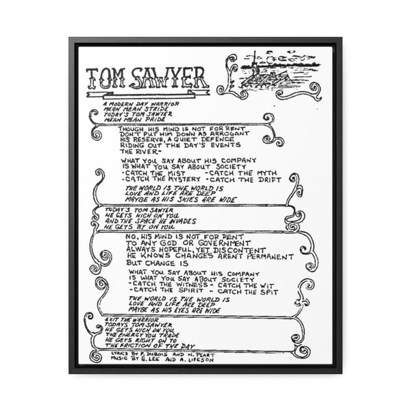 Rush Tom Sawyer Lyric Sheet Rush Band Moving Pictures Rush Memorabilia