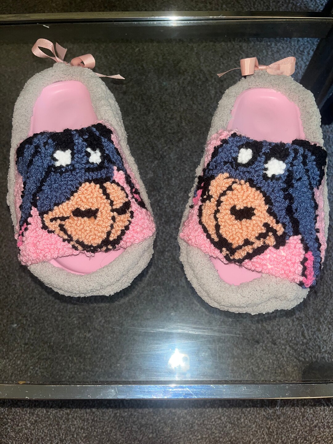 Eeyore Cartoon Inspired Punch Needle Slippers Etsy