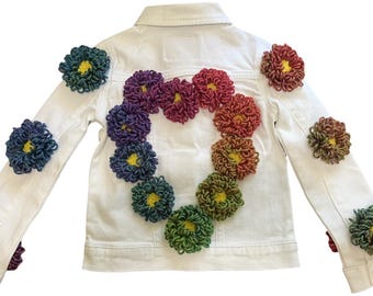 Blumen der Liebe 3D Blümchen Kleinkind/Kinder Jeansjacke
