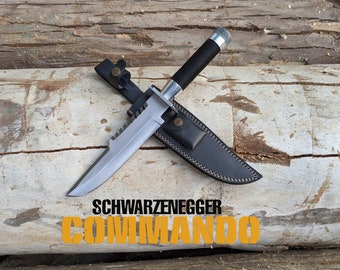 Handmade D2 Steel Commando Knife: Movie Replica Bowie with Leather Sheath