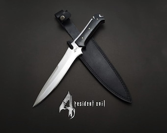 Replica del coltello RE4 Jack Krauser: acciaio D2 a codolo intero con fodero in pelle