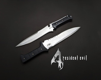 Replica del coltello RE4 Jack Krauser: acciaio D2 a codolo intero con fodero in pelle