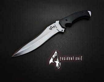 RE4 Jack Krauser Knife Replica: D2 Steel Full Tang with Leather Sheath