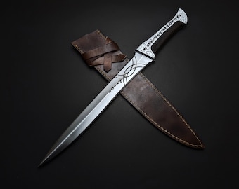 Dune Paul Atreides Crysknife: Carbon Steel Replica Knife with Leather Sheath