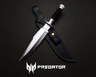 Handmade Predator Movie Knife: Jack Crain Replica, 5160 Steel, Leather Sheath