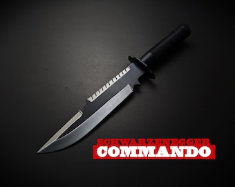Handmade D2 Steel Bowie Knife: Commando Movie Replica with Leather Sheath