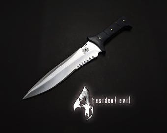 Handmade D2 Steel RE4 Replica Knife: Leon Kennedy Game Knife with Sheath
