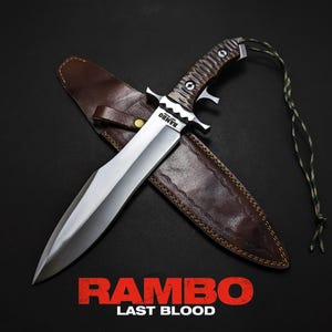 Rambo V "HEARTSTOPPER" Replica Knife: Stainless Steel Movie Prop with Sheath