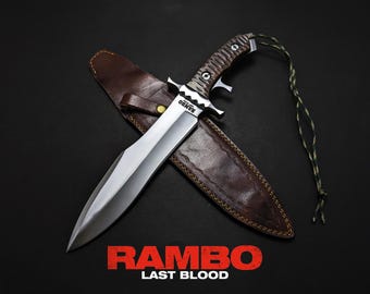 Réplica del cuchillo "HEARTSTOPPER" de Rambo V: accesorio de acero inoxidable con funda