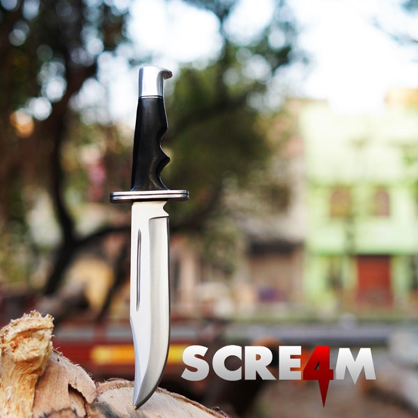 Bloody Ghostface Knife: Scream Replica Buck 120 Hunting Knife | Real Blade | Movie Replica | Prop for Horror Movie