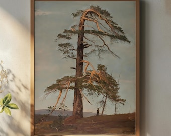 Norwegian Pine Art Print | Amaldus Nielsen Landscape | Furu Telemark Painting | Nordic Nature Wall Art