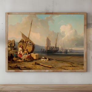 Impresión de arte mural costero / Decoración vintage de pared oceánica / Decoración náutica francesa tranquila / Póster marítimo antiguo / Obra de arte de paisaje marino