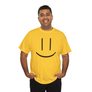 Smiley Face Yellow Tee, Unisex T-Shirt for Men and Women, Vibrant Graphic Tee, Casual Summer Shirt, Happy Face Adult Tee, Fun Tee Shirt