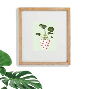 Monstera in Fruit Pot, Minimalistic Plant Art, Printable Wall Art, Digital Download, Botanical Drawing