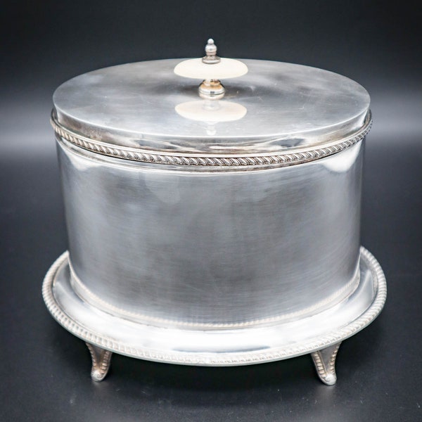 Antique 1920s Walker & Hall Sheffield A1 Silver Plated Hollowware Biscuit Box or Tea Caddy