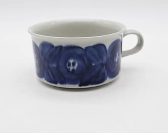 Tazza da caffè piatta vintage Arabia Finlandia Ulla Procope Anemone Blue firmata MCM