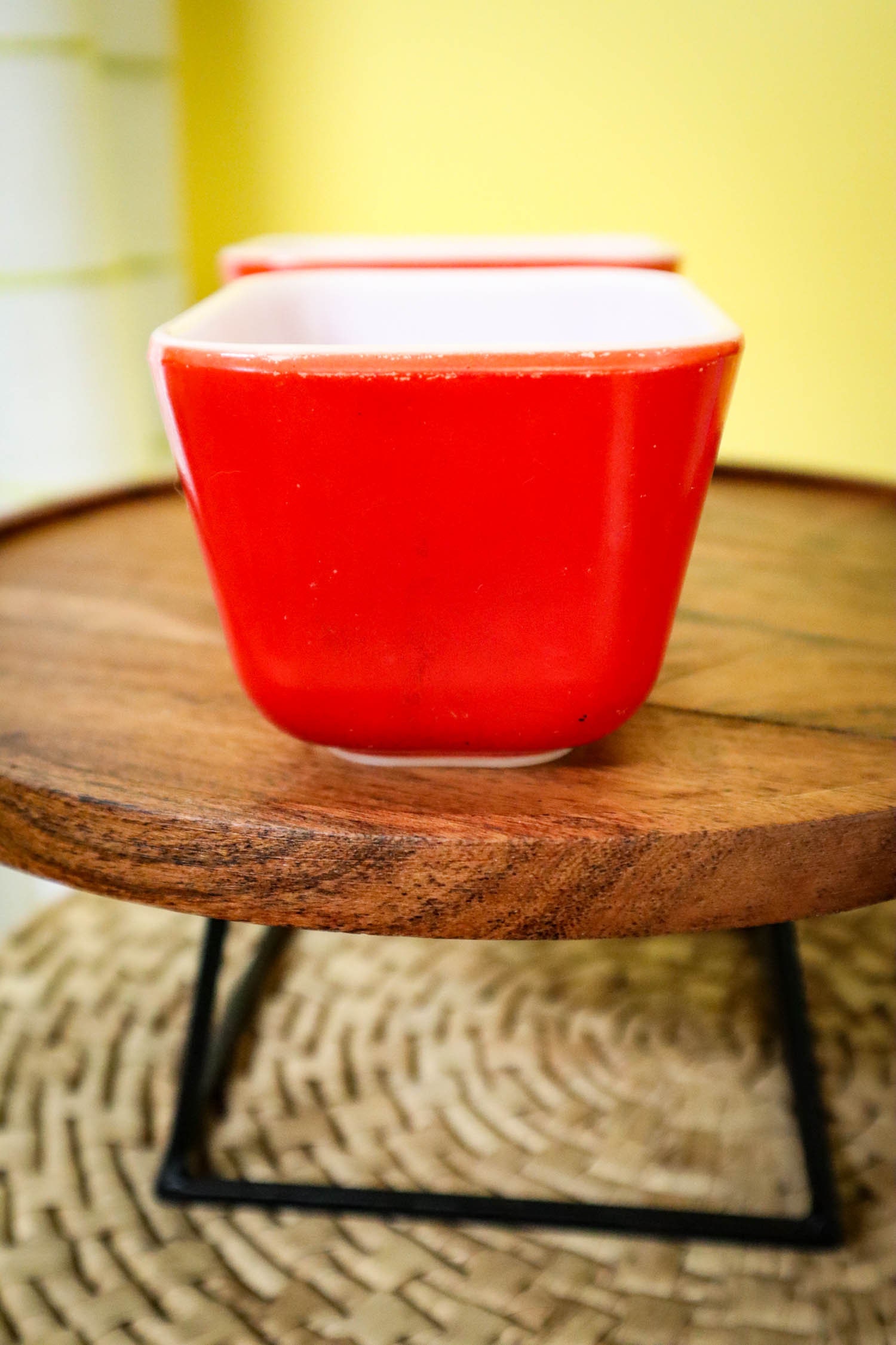 Set of 2 Vintage Pyrex 0501 Refrigerator Dishes Red Orange Primary