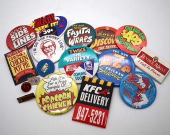 Vintage '90s KFC Taco Bell Employee Buttons Pins Kentucky Fried